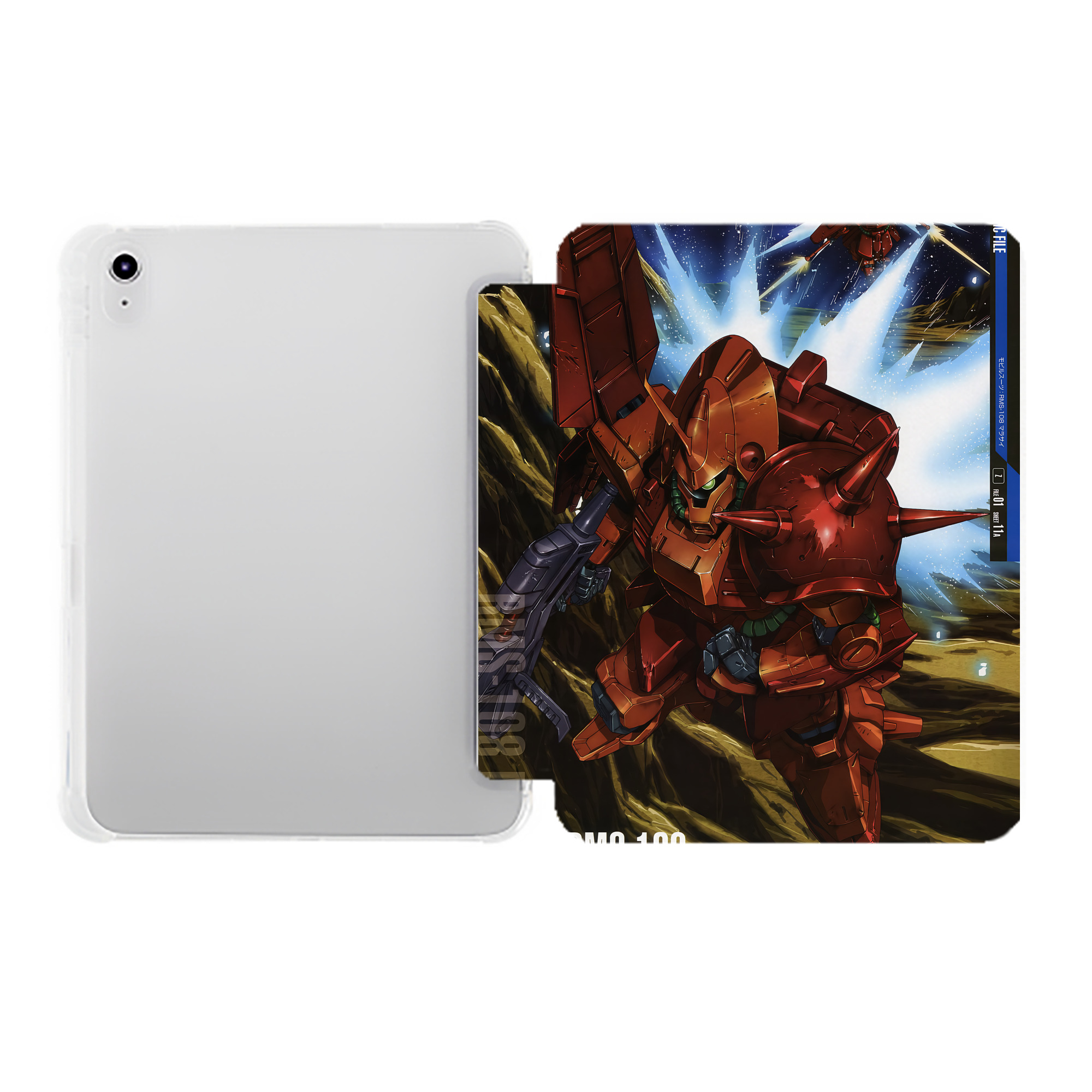 （画像用） 機動戦士ガンダム Mobile Suit Gundam IPad ケース ペン収納付き 三つ折りスタンド PUレザー×シリコン 対応機種9.5/10.5/10.9インチ